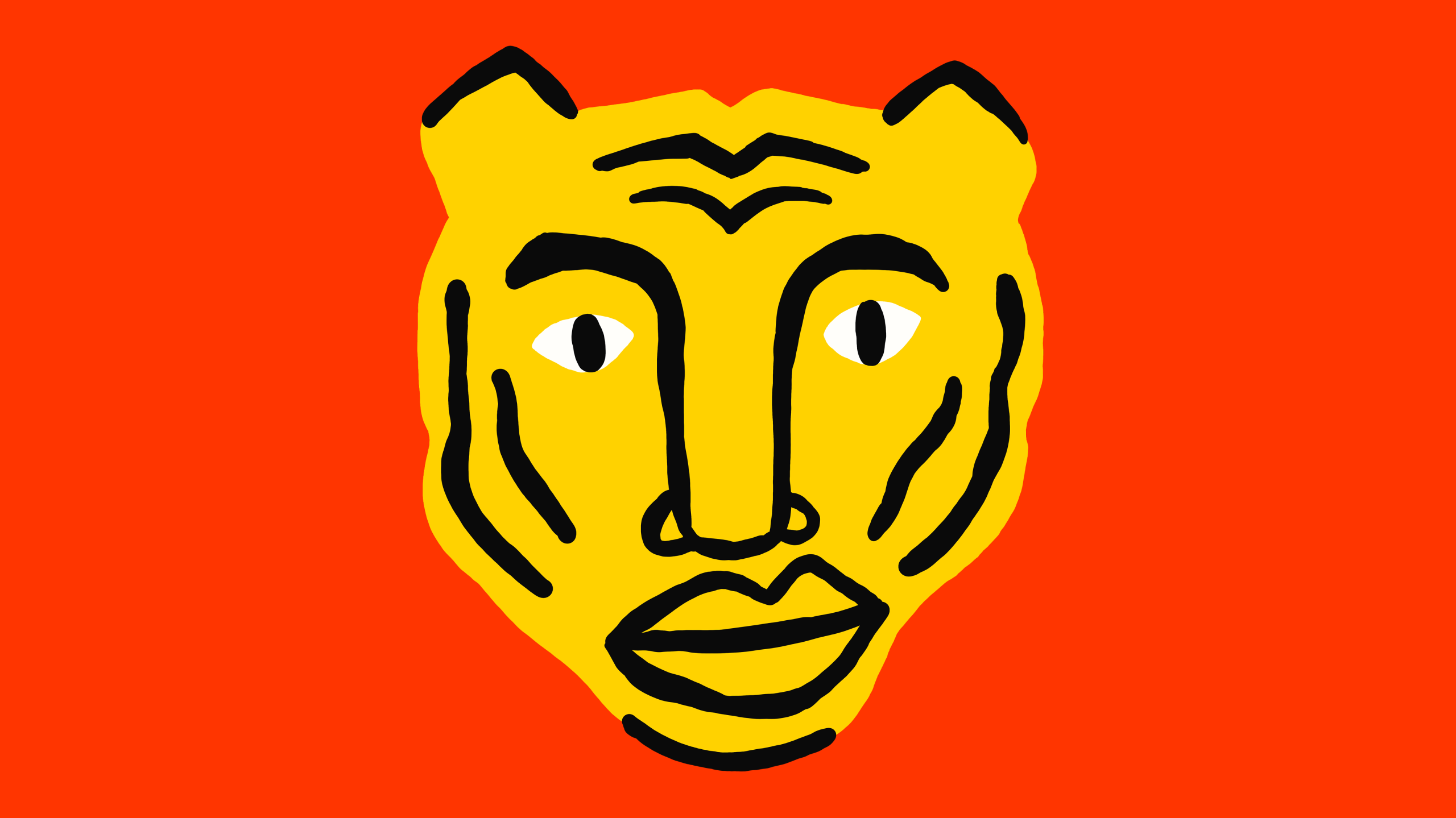 Logo Tié Un Tihgre, jaune sur fond orange